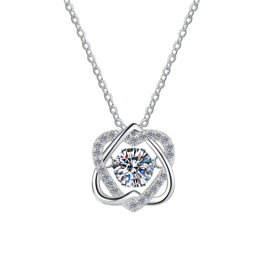 Collar de Plata Esterlina 925, diseño 2 corazón invertidos moissanita de 0.5 CT, certificado GRA