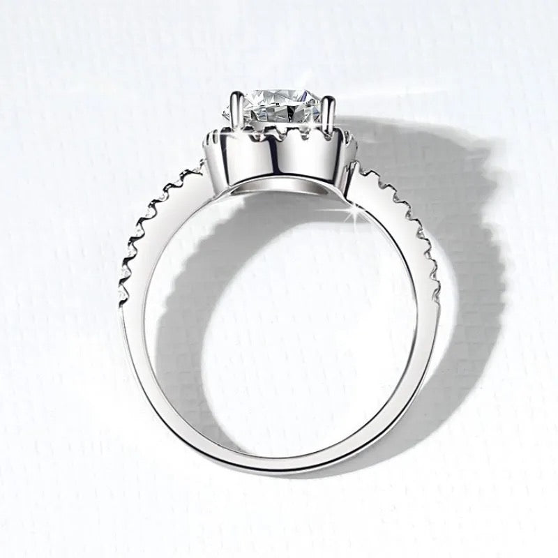 Anillo de plata esterlina 925 Cz Zirconia cúbica, 2 quilates