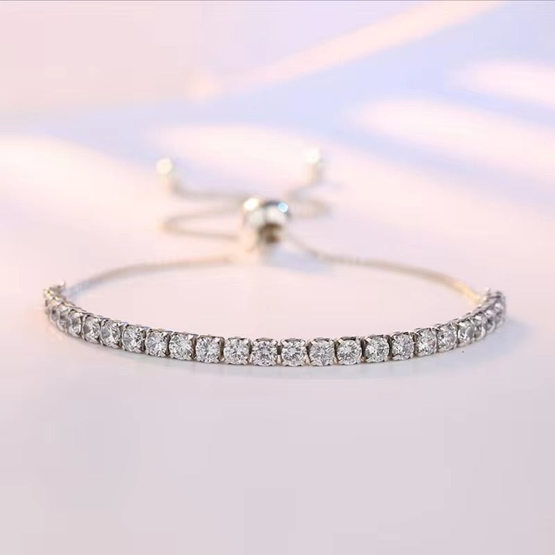 Pulseras de Plata Esterlina 925 y Zircón, modelo Tennis de 3 mm para mujer, Autoajustable