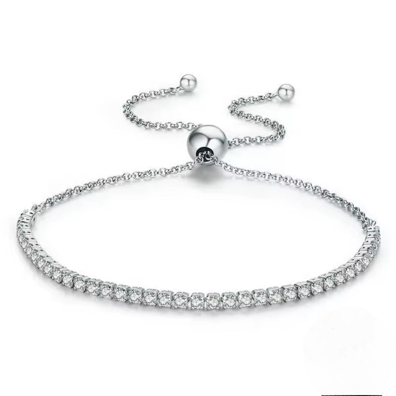 Pulseras de Plata Esterlina 925 y Zircón, modelo Tennis de 3 mm para mujer, Autoajustable