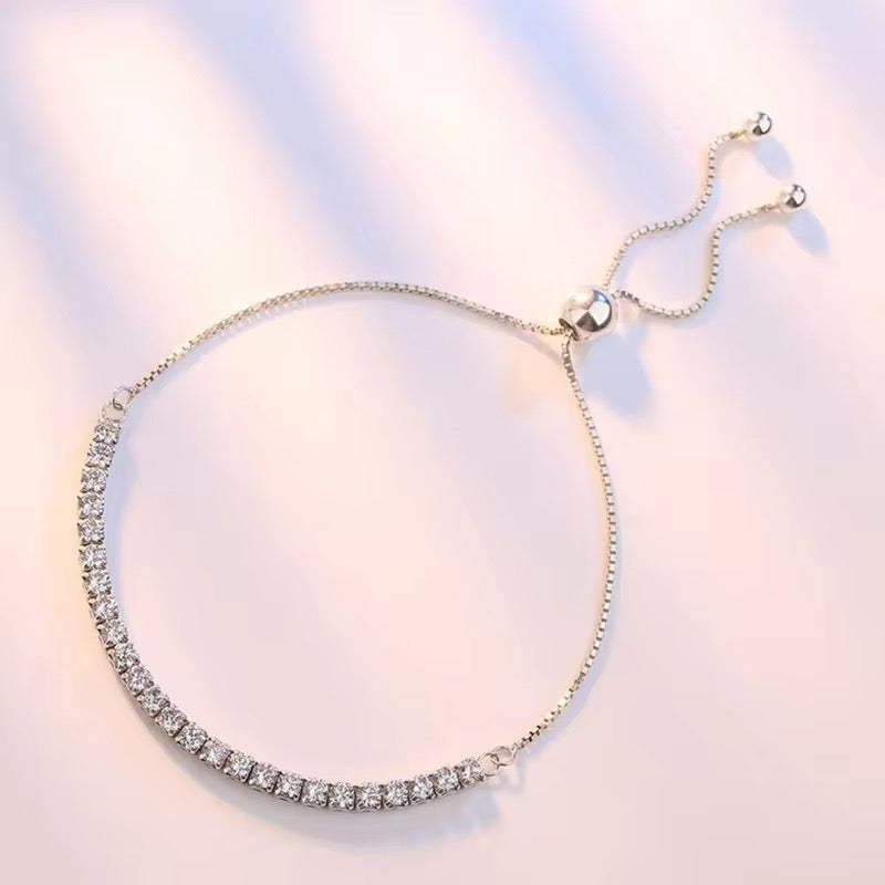 Pulseras de Plata Esterlina 925 y Zircón, modelo Tennis de 3 mm para mujer, Autoajustable