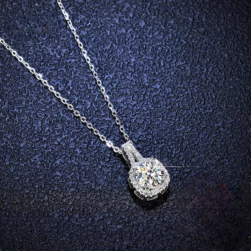 Collar de Plata Fina 925, zircón, corte cuadraro de 45 cm