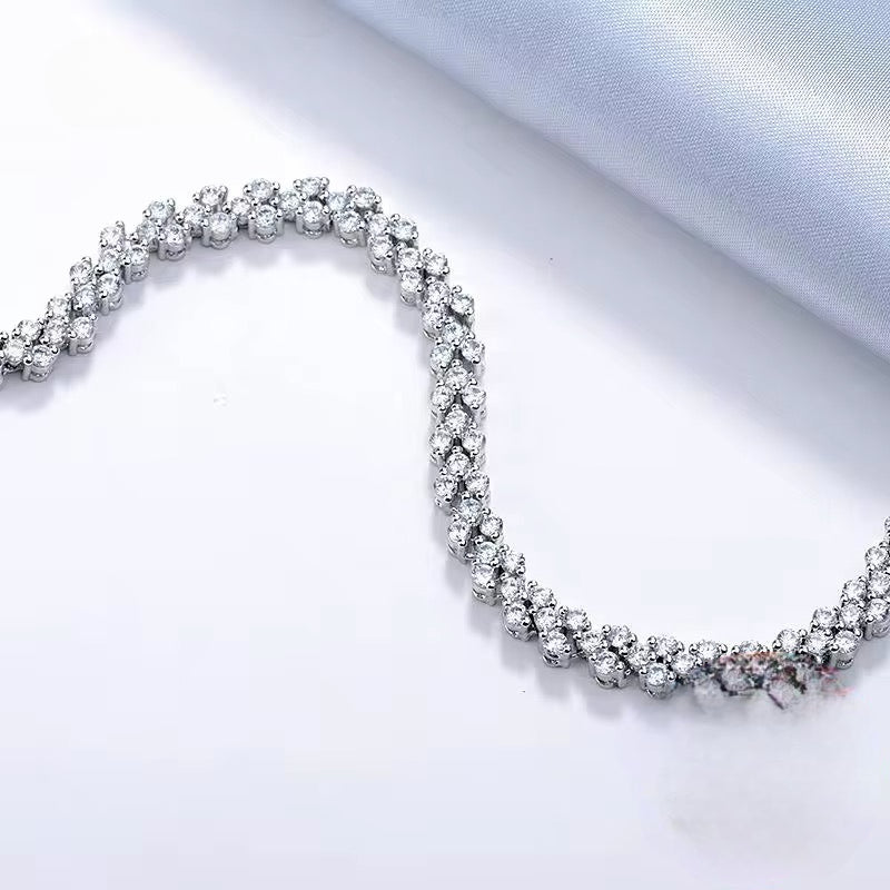 Pulsera de plata Esterlina 925, con zirconia cubica baño de rodio, Largo 17.5 cm