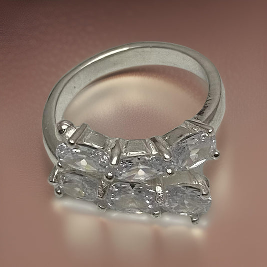 Anillo Plata Italiana 925, con circones blancos