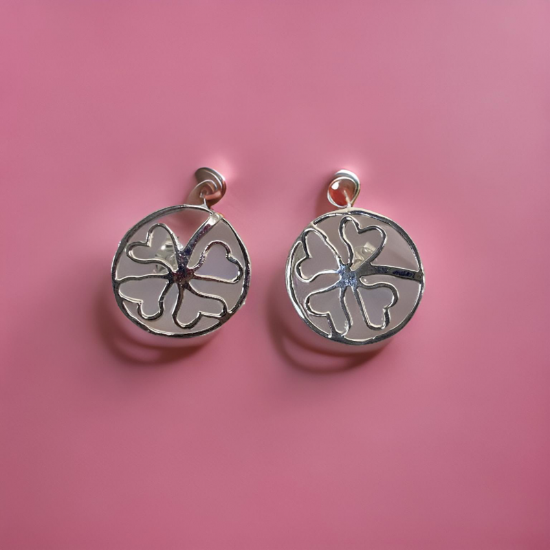 aros de plata 925 trebol mujer