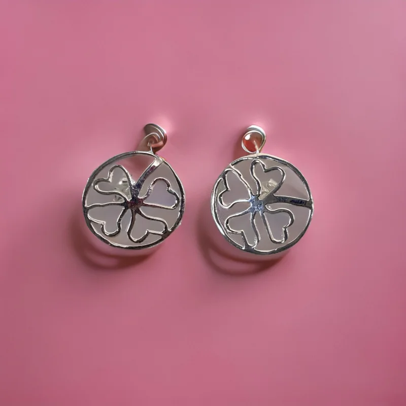 aros de plata 925 trebol mujer