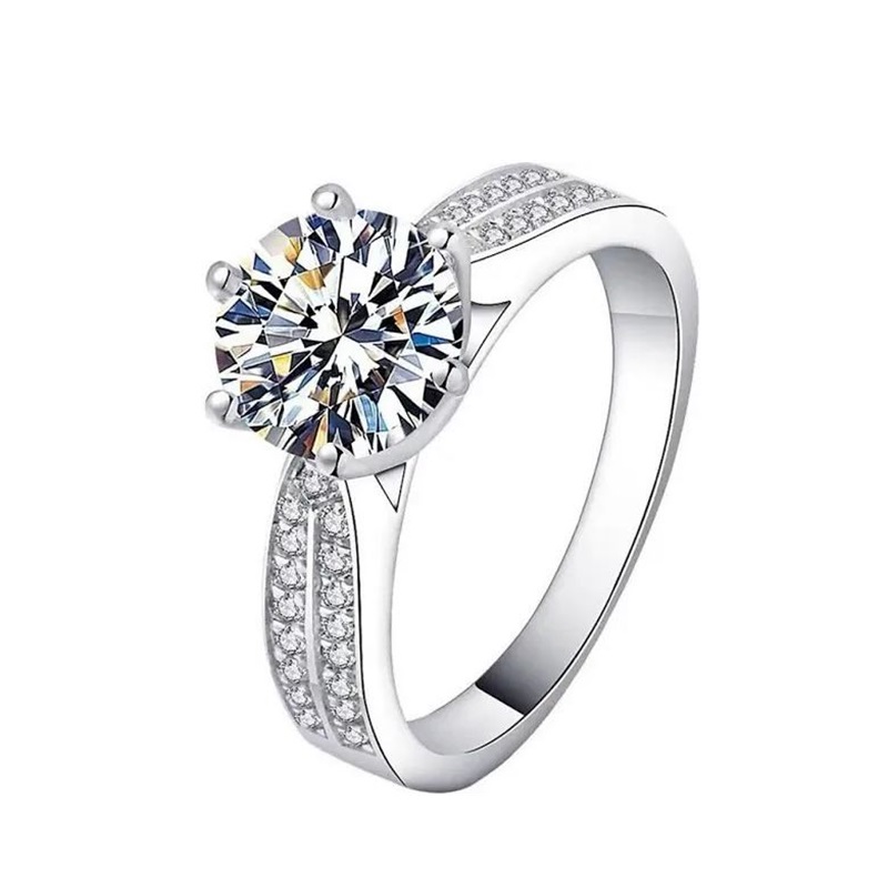 Anillo de plata esterlina 925, bañado en rodio, con diamante de moissanita, 1 quilates, VSS1, Color D, con certificado GRA.