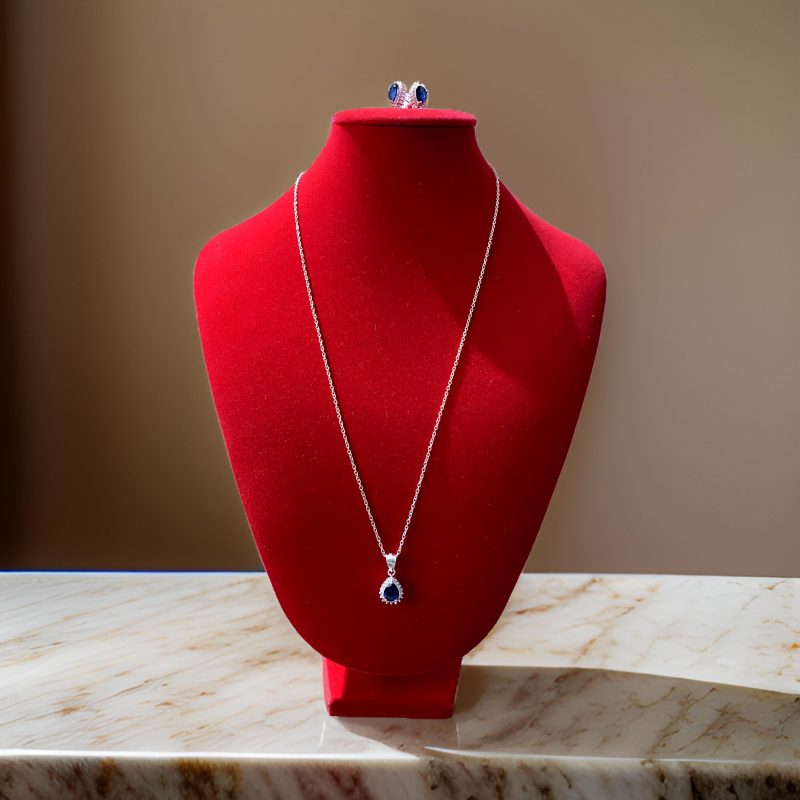 conjunto de joyas de plata 925 italiana collar y aros azul